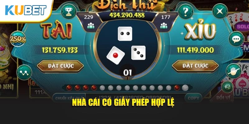 Nhà cái KUBET có giấy phép hợp lệ